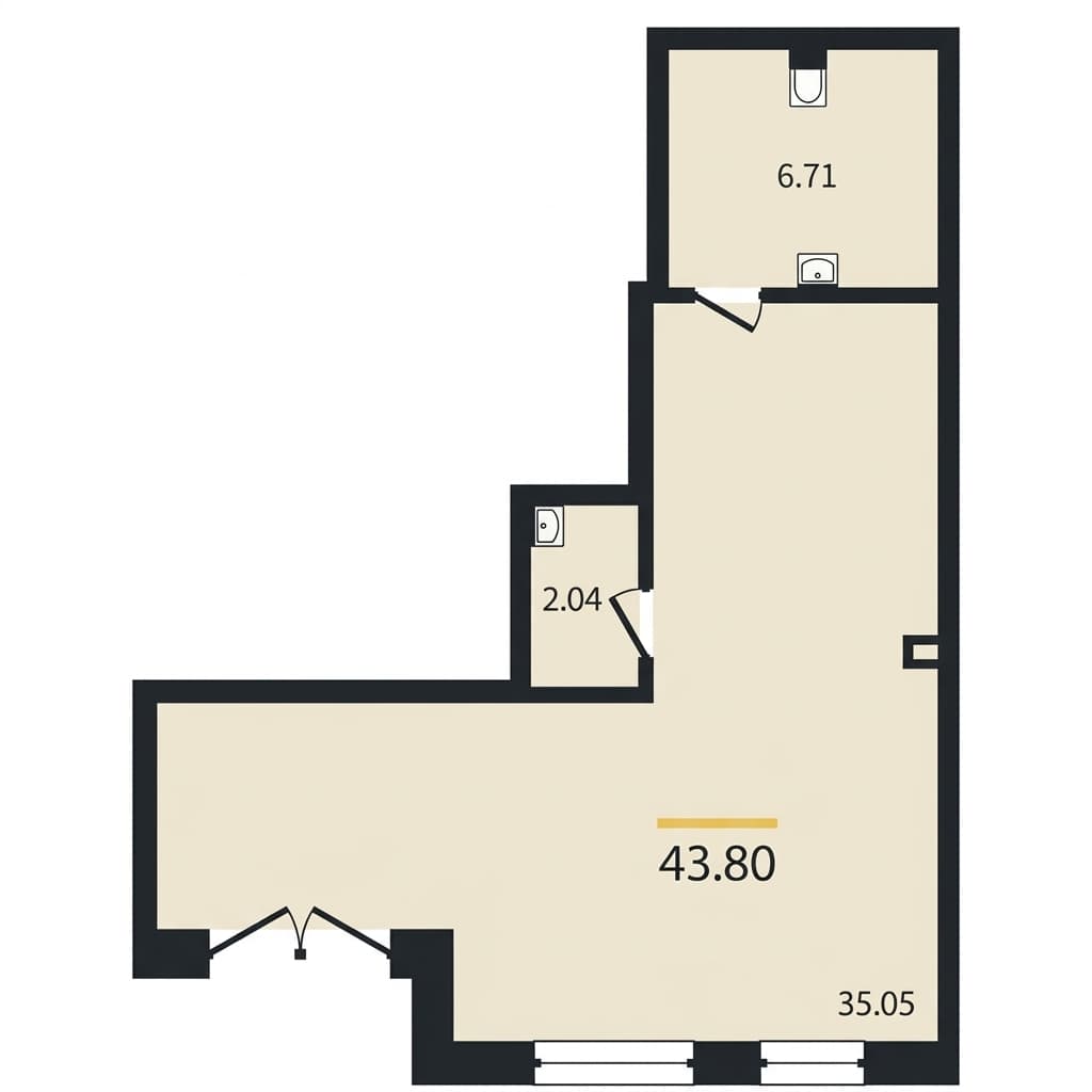 Помещение 43,8 м²